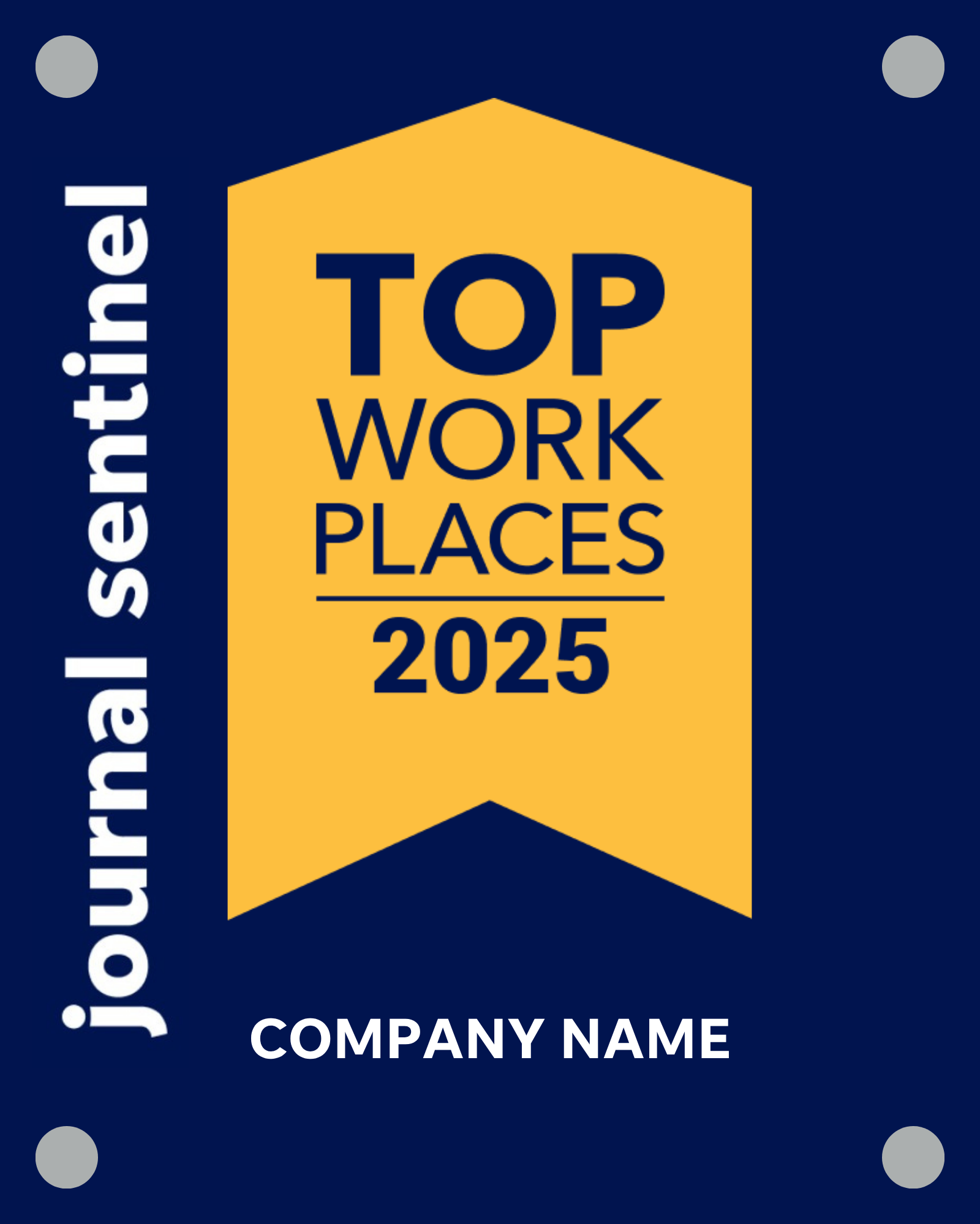 Top Workplaces 2025 Acrylic Wall Sign - Extra Large (12" x 18")