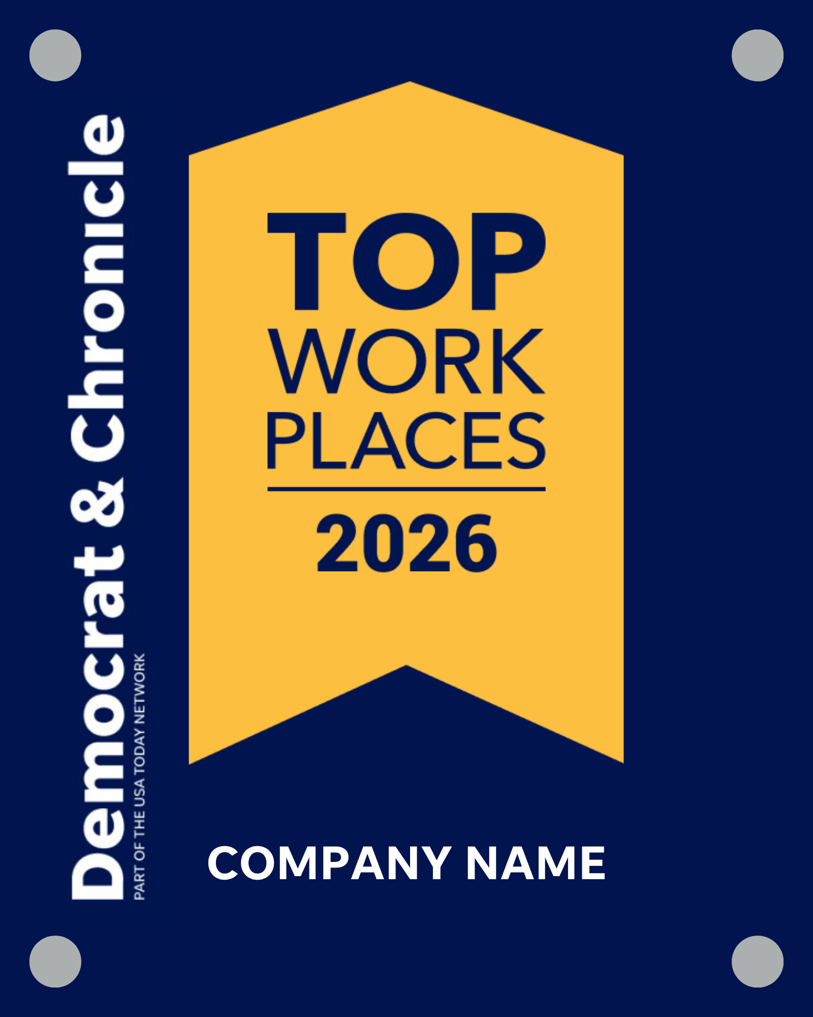 Top Workplaces 2026 Acrylic Wall Sign - Extra Large (12" x 18")