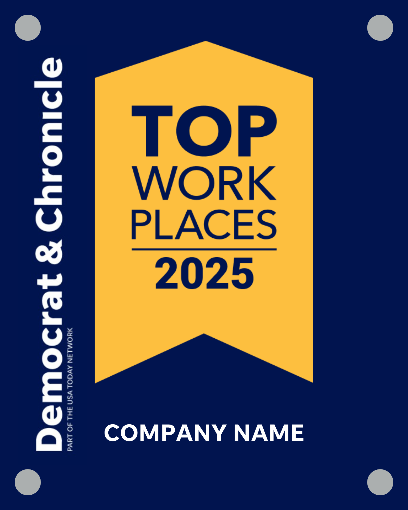 Top Workplaces 2025 Acrylic Wall Sign - Extra Large (12" x 18")