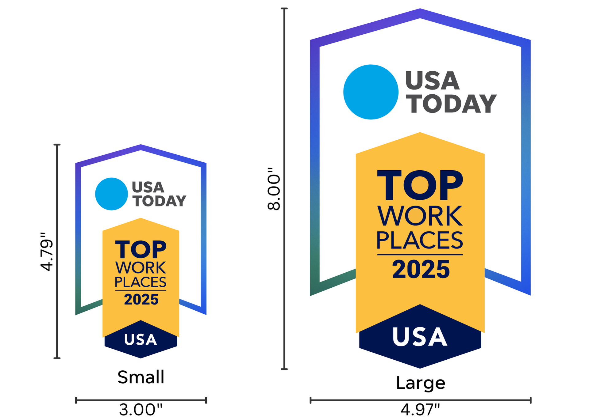 USA TODAY Top Workplaces Window Cling with Dimensions