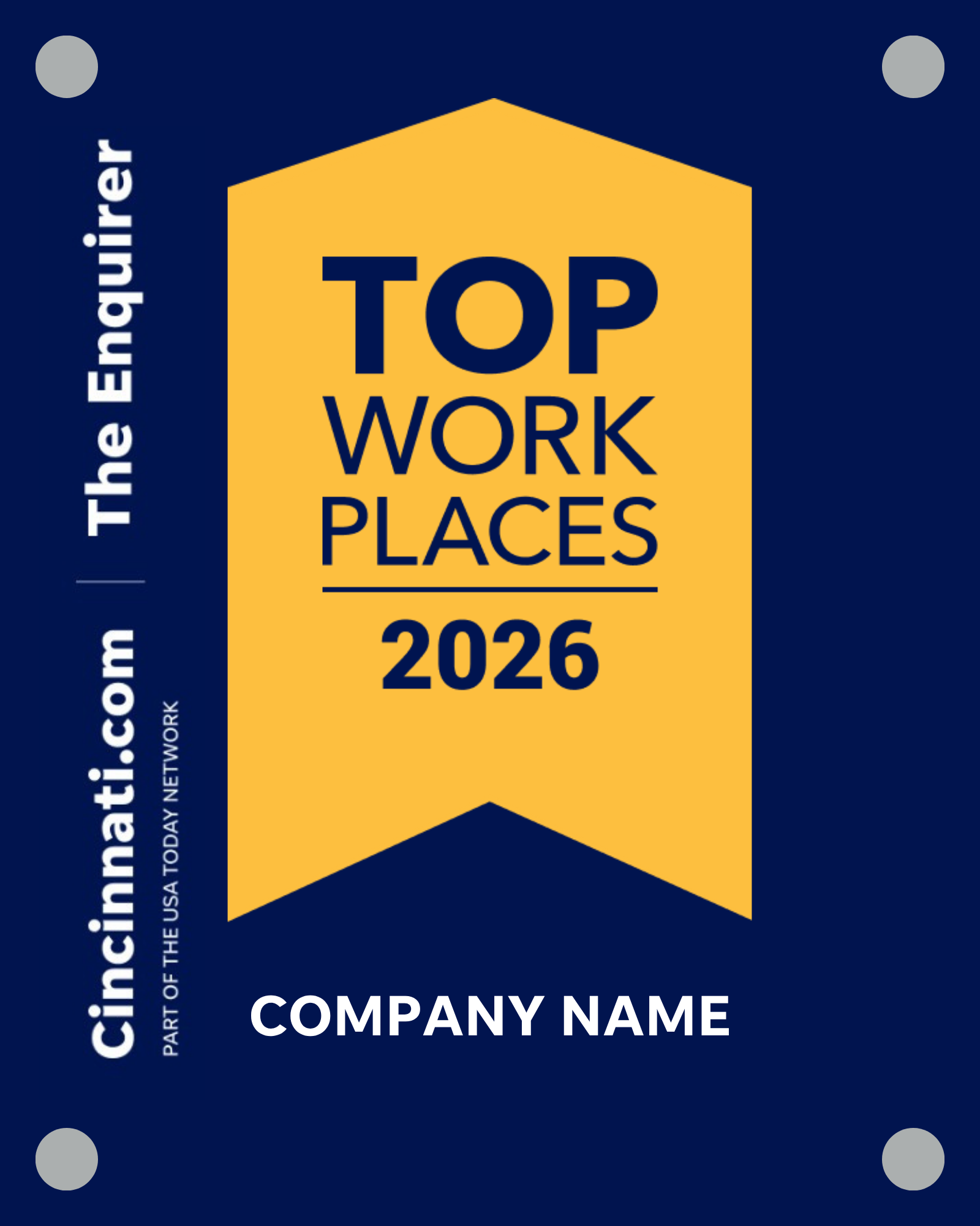 Top Workplaces 2026 Acrylic Wall Sign - Extra Large (12" x 18")