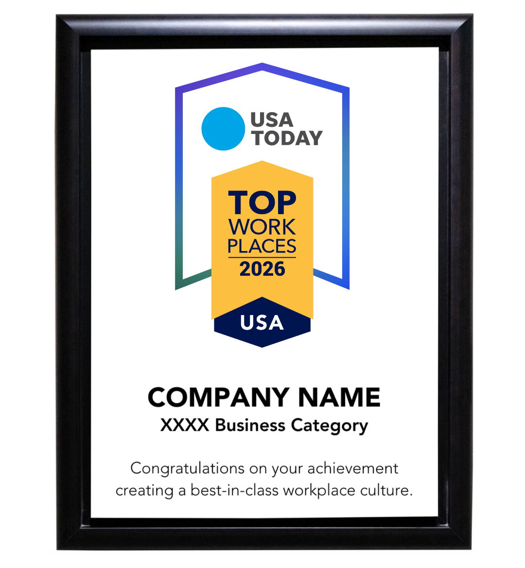 USA TODAY 2026 Top Workplaces Plaque