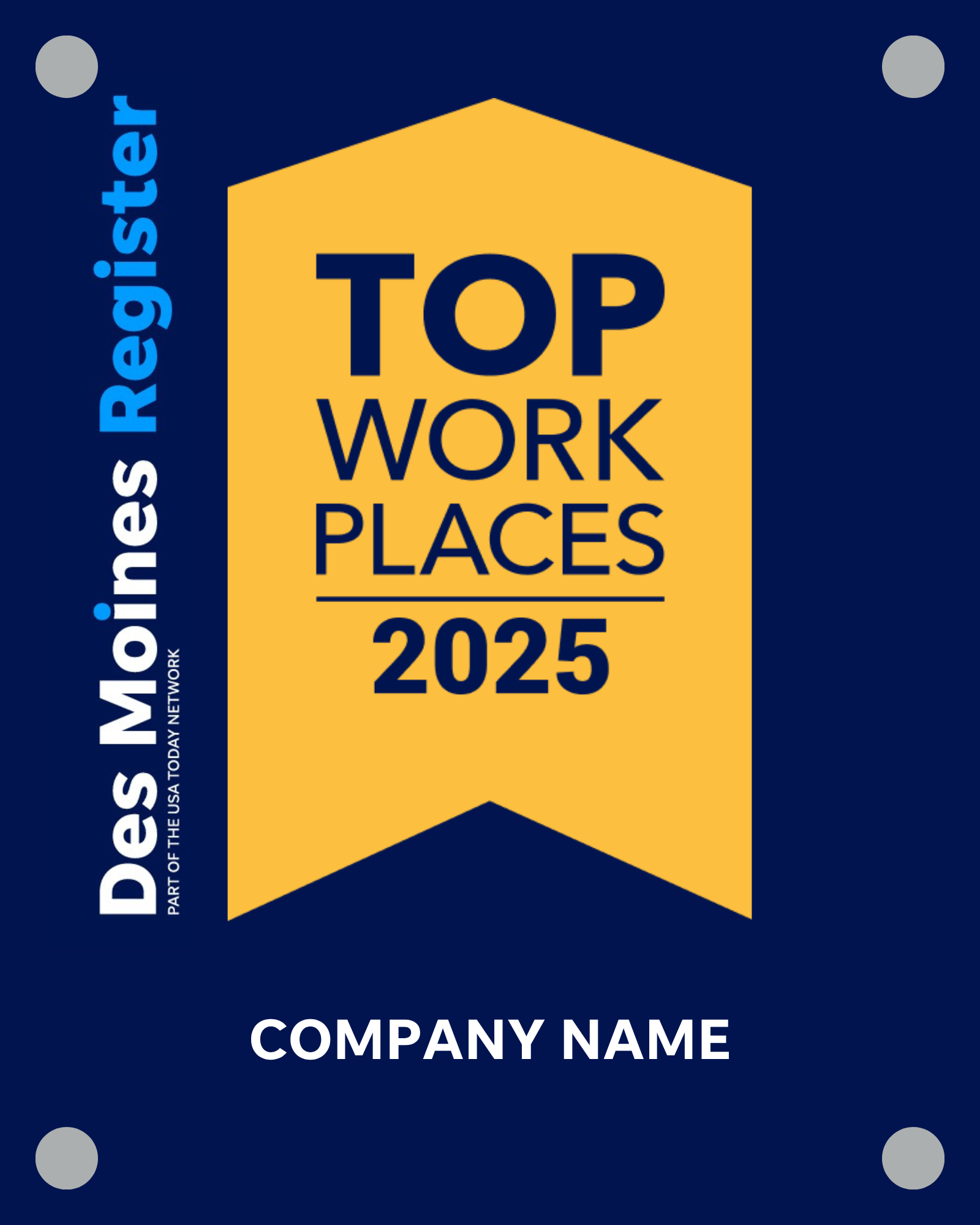 Top Workplaces 2025 Acrylic Wall Sign - (8" x 10")