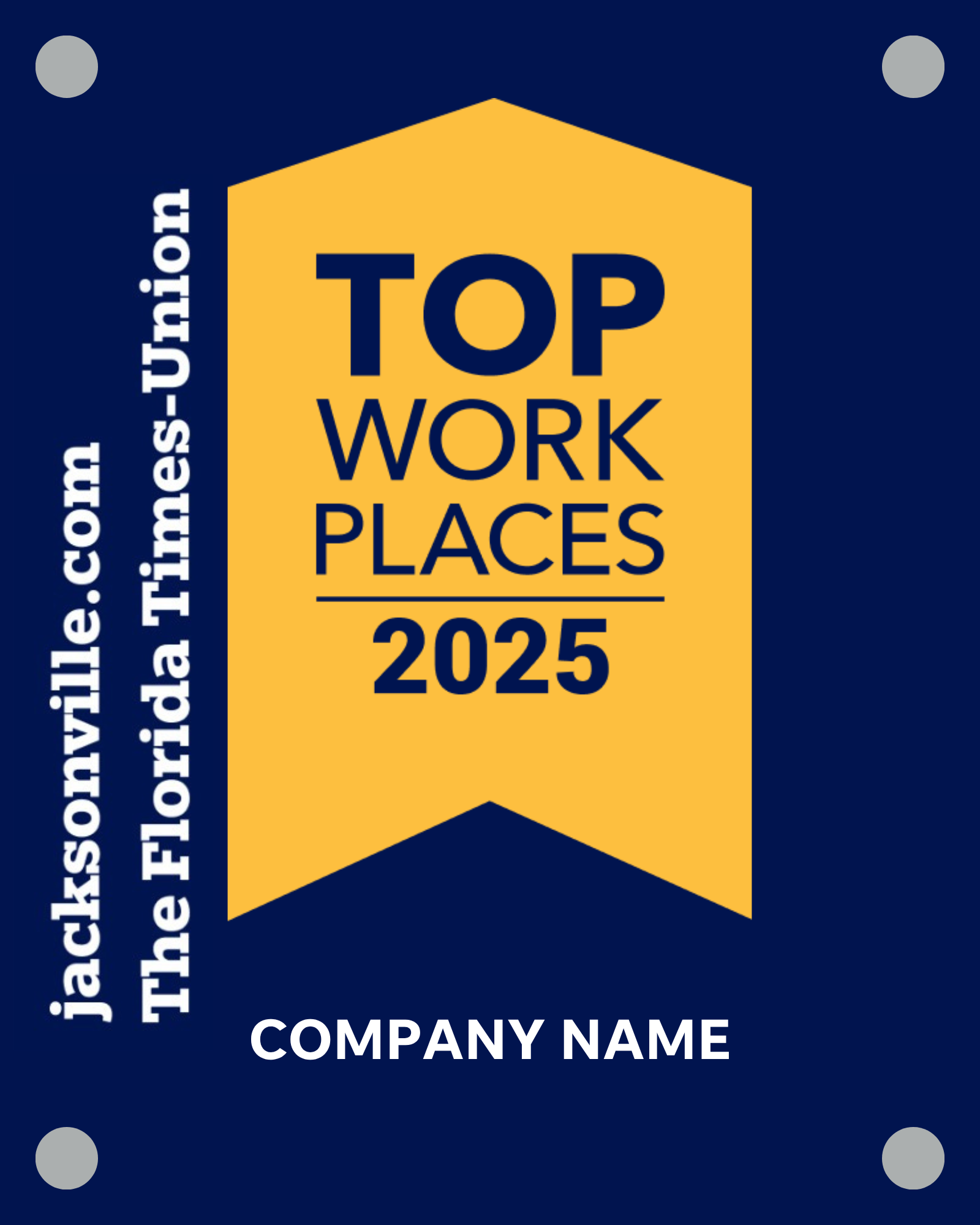 Top Workplaces 2025 Acrylic Wall Sign - Extra Large (12" x 18")