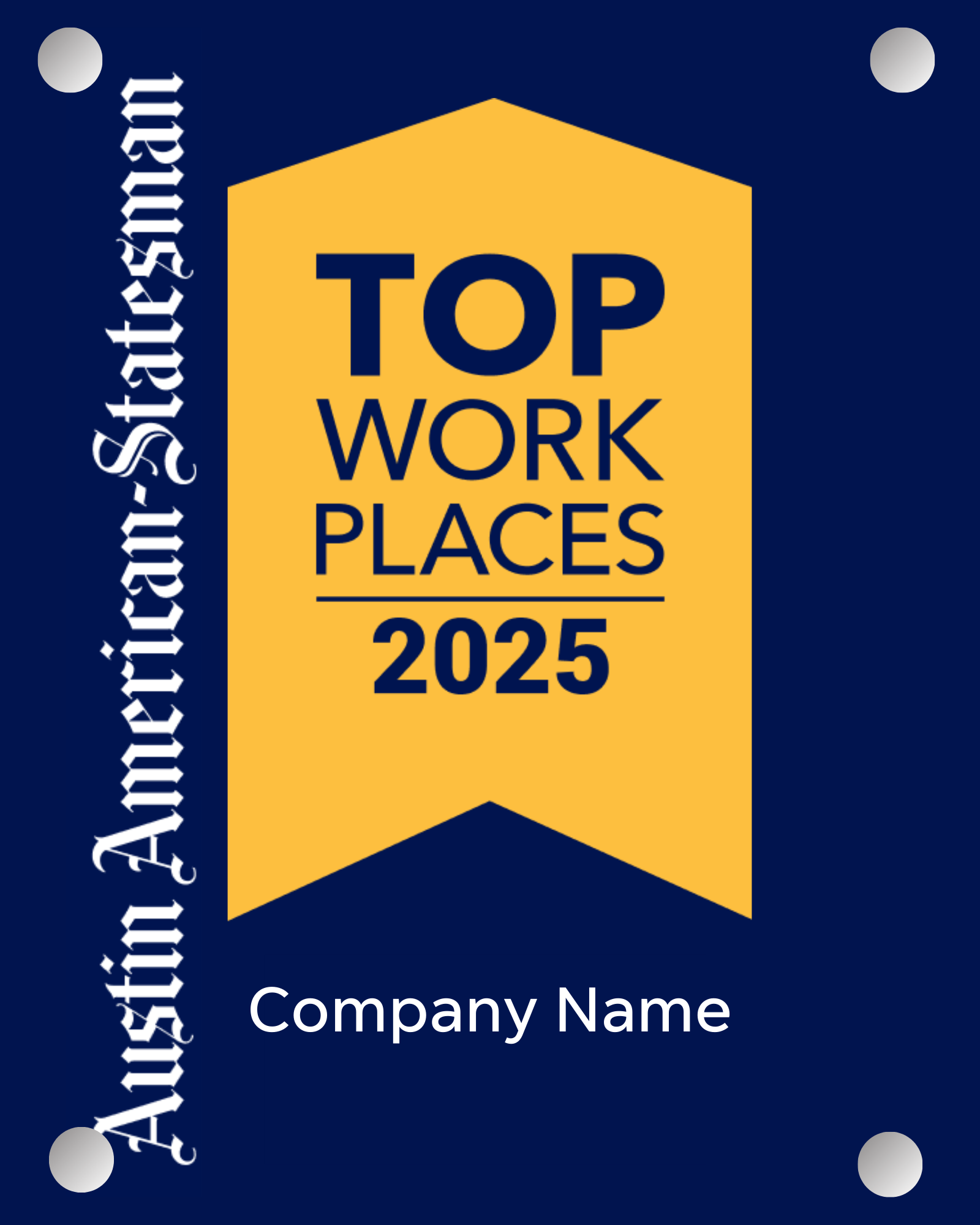 Top Workplaces 2025 Acrylic Wall Sign