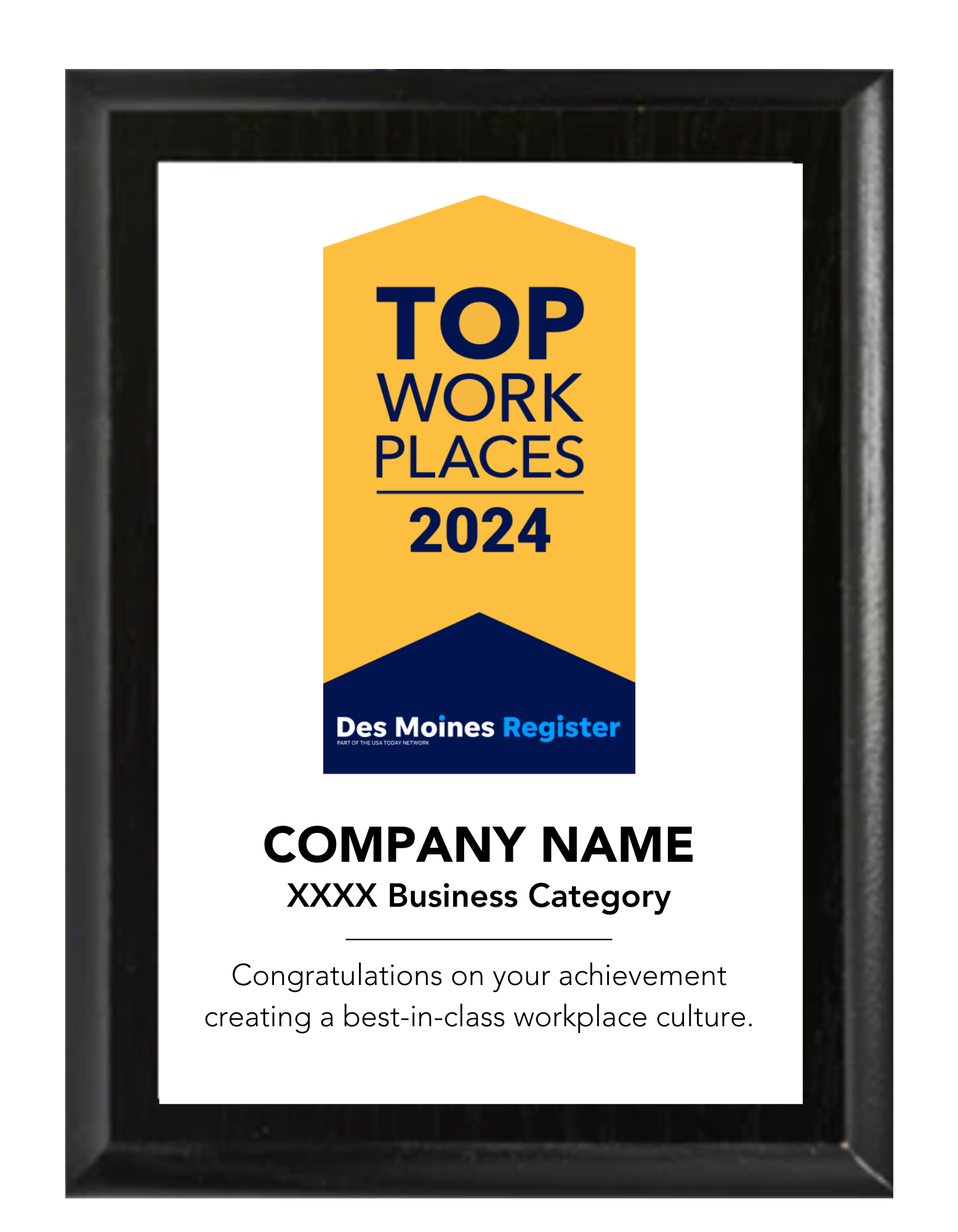 Regional 2024 Top Workplaces Plaque