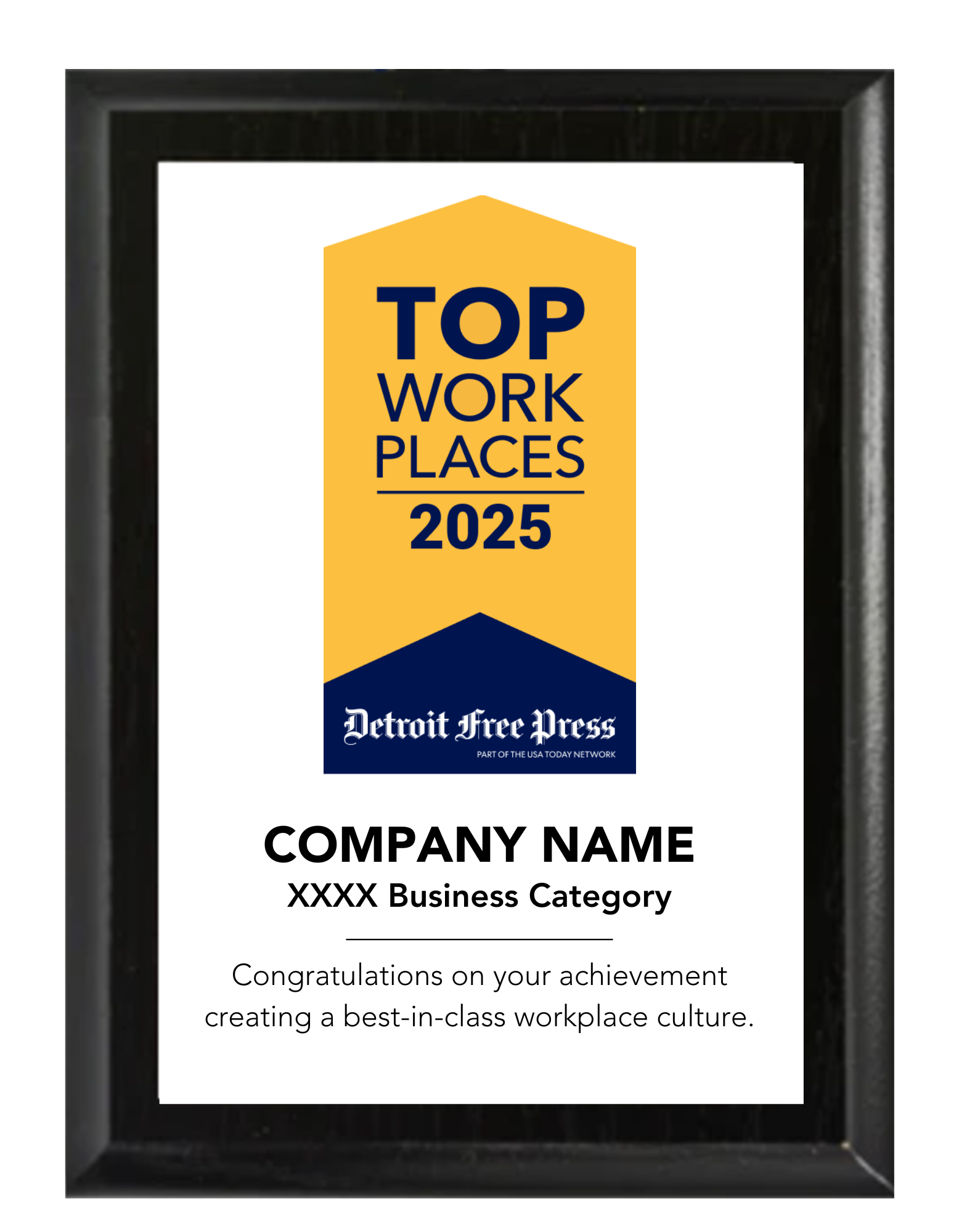 Regional 2025 Top Workplaces Plaque