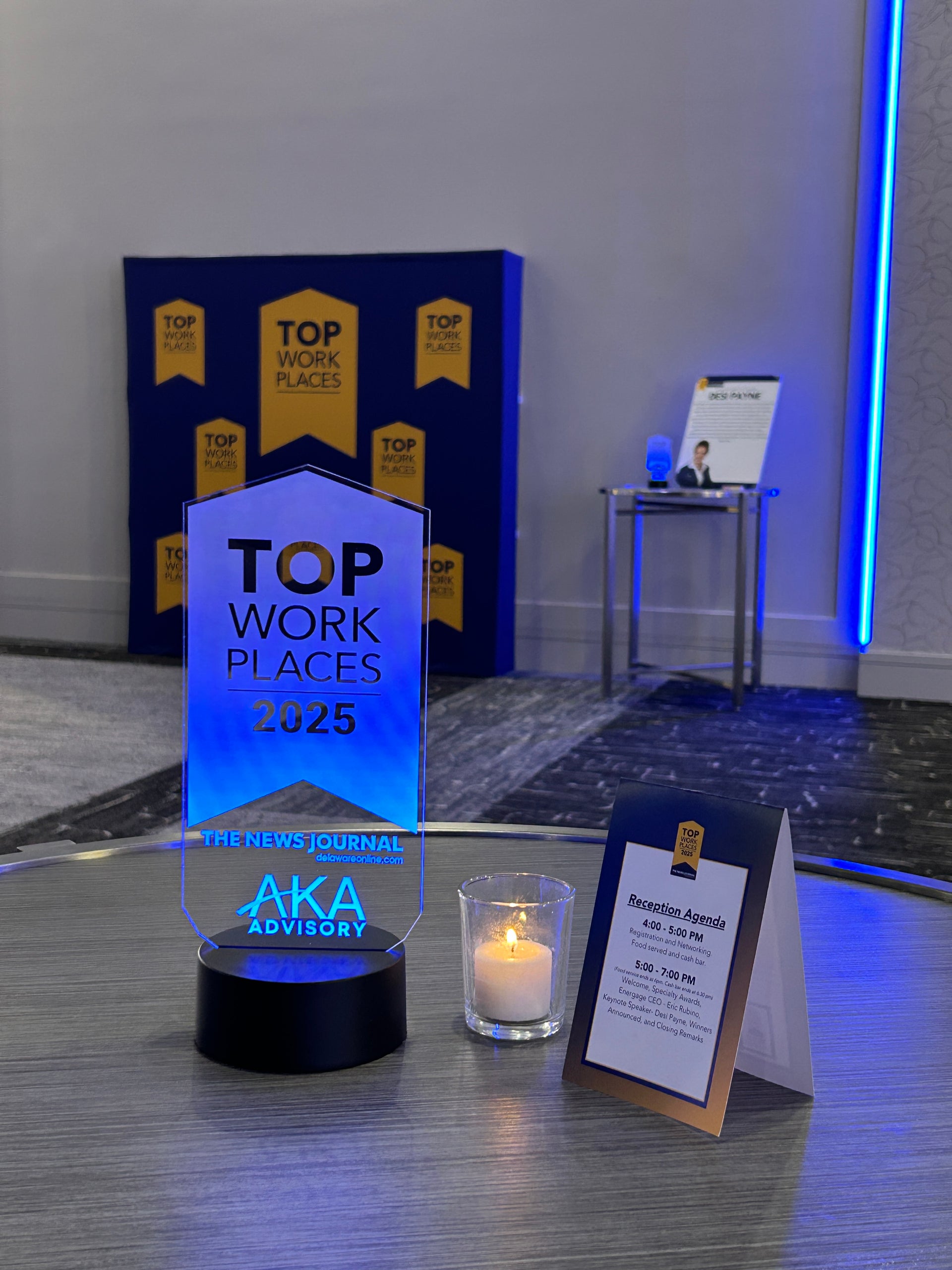Top Workplaces Acrylic LED Sign with Company Logo