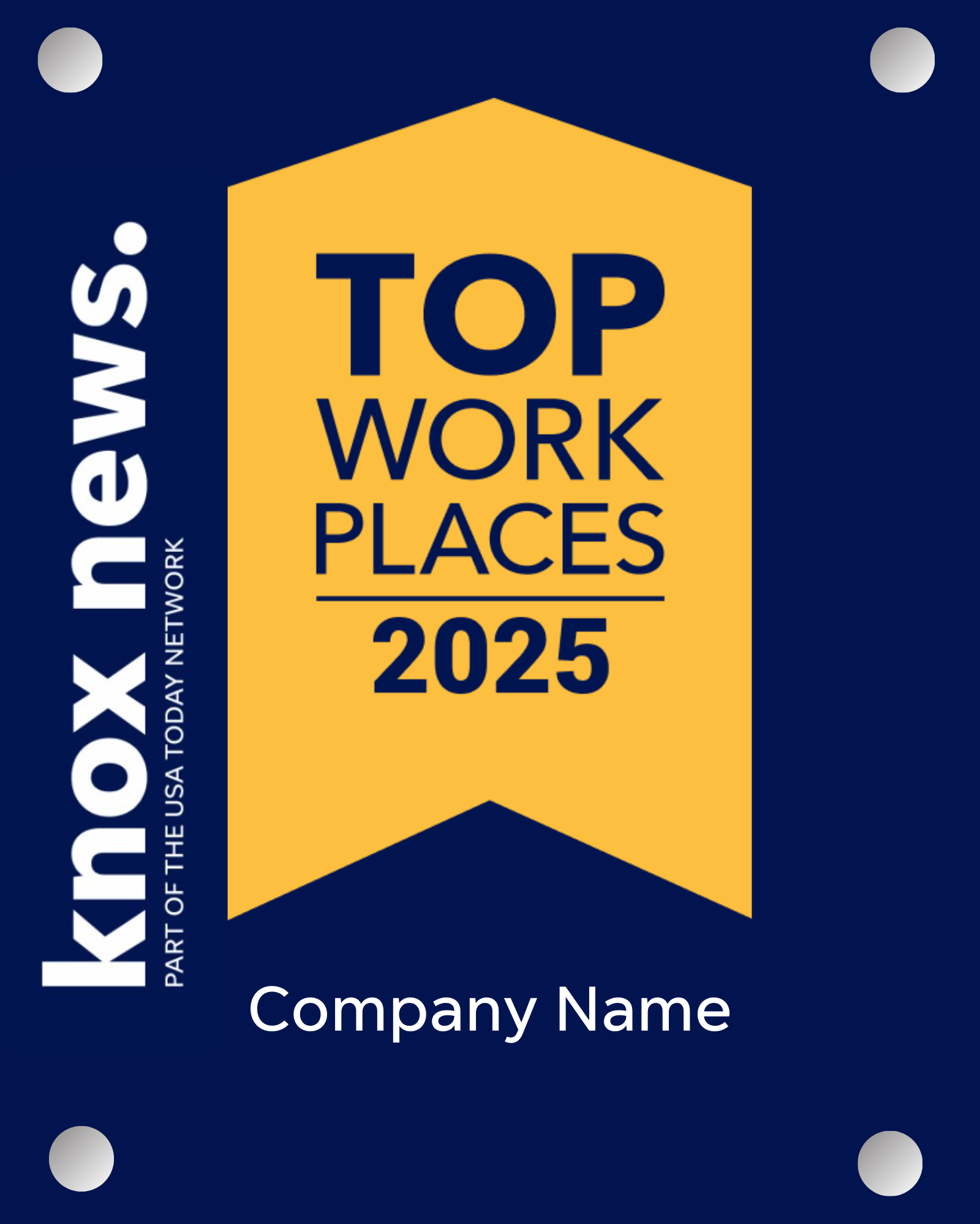 Top Workplaces 2025 Acrylic Wall Sign