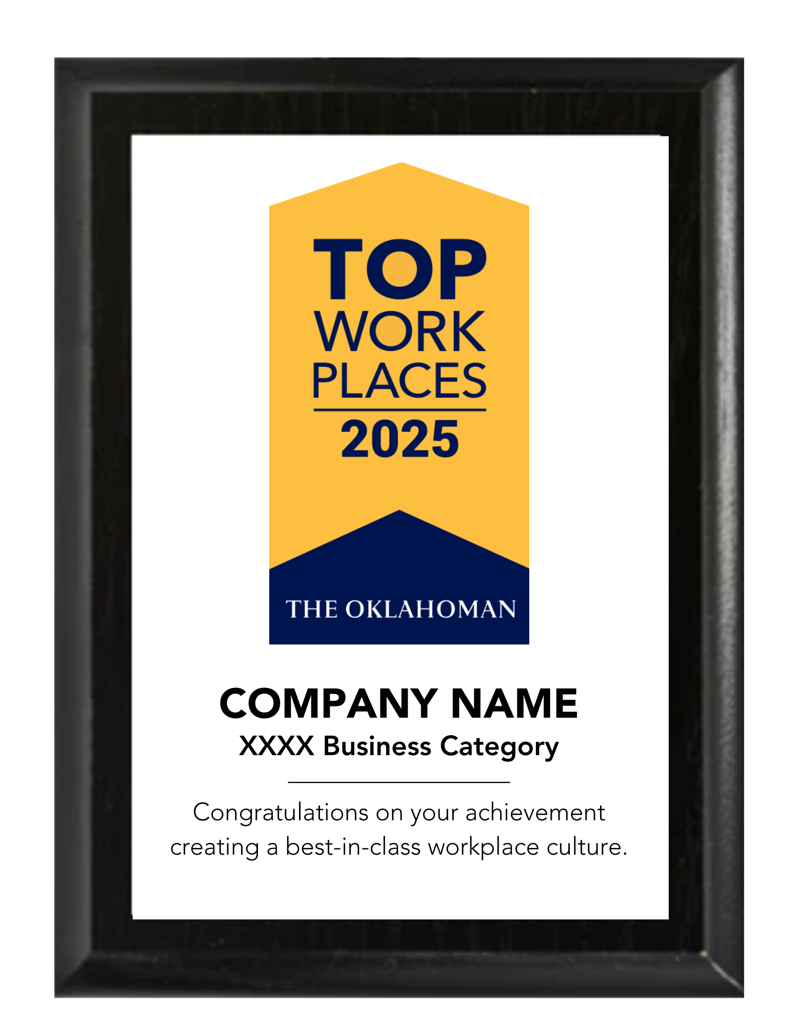 Regional 2025 Top Workplaces Plaque