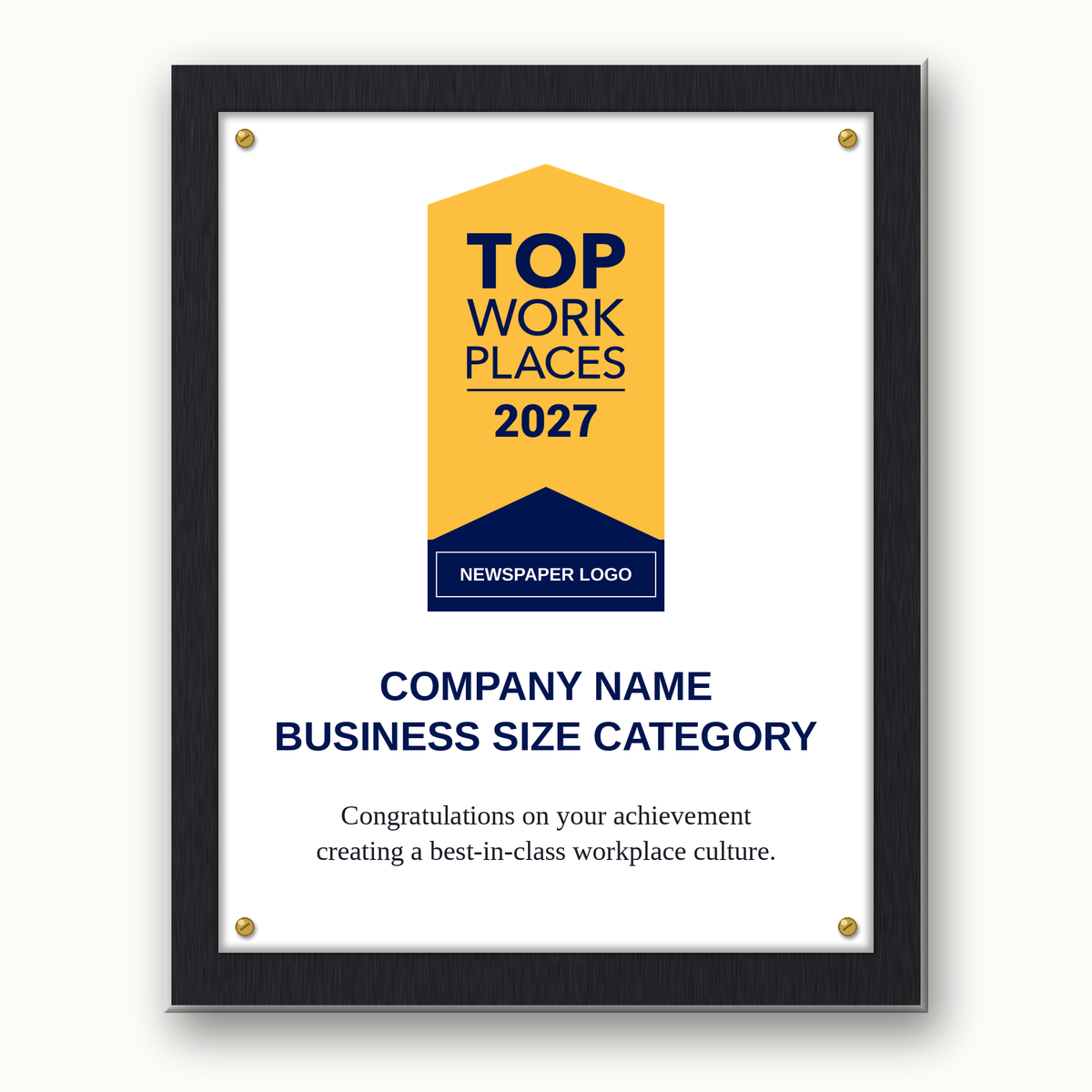 Top Workplaces Regional 2027 Top Workplaces Plaque
