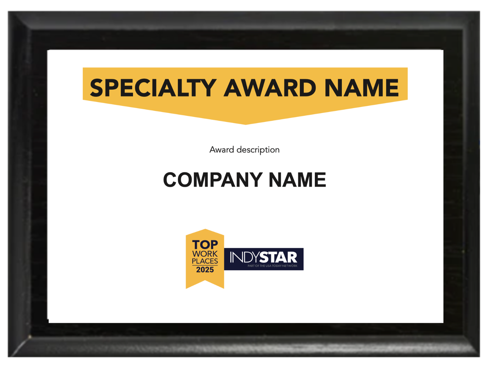 Specialty Awards - Top Workplaces 2025 Plaque