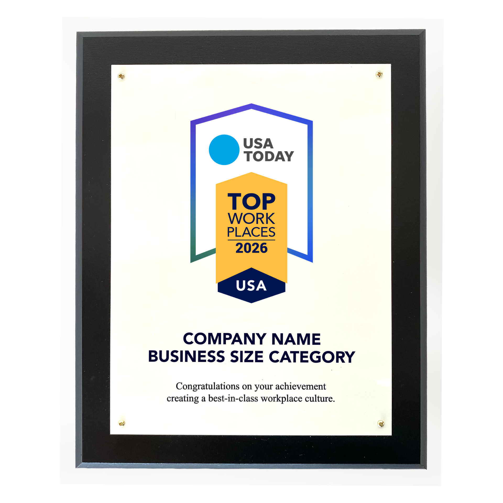 USA TODAY 2026 Top Workplaces Plaque