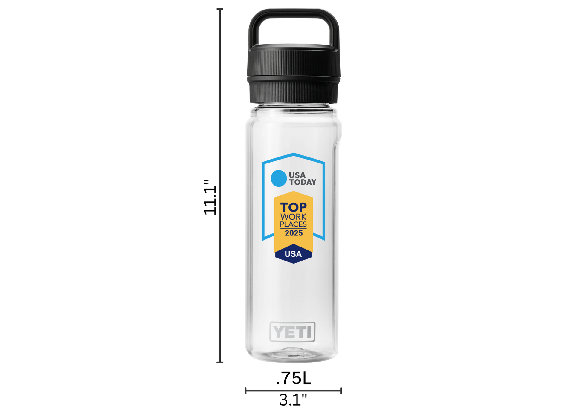 USA TODAY Yeti Yonder .75L Water Bottle with Dimensions