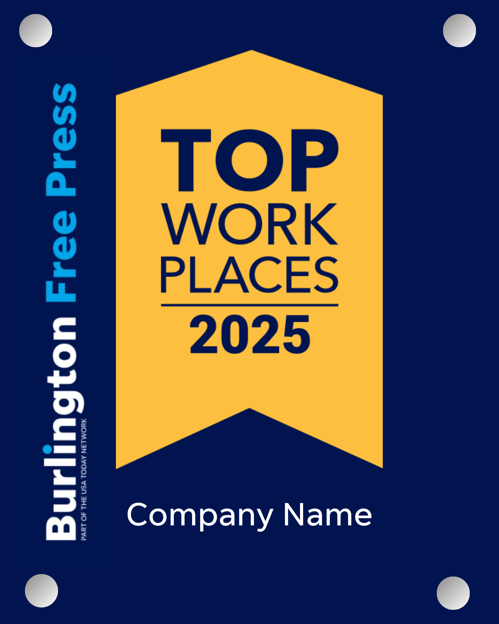 Top Workplaces 2025 Acrylic Wall Sign